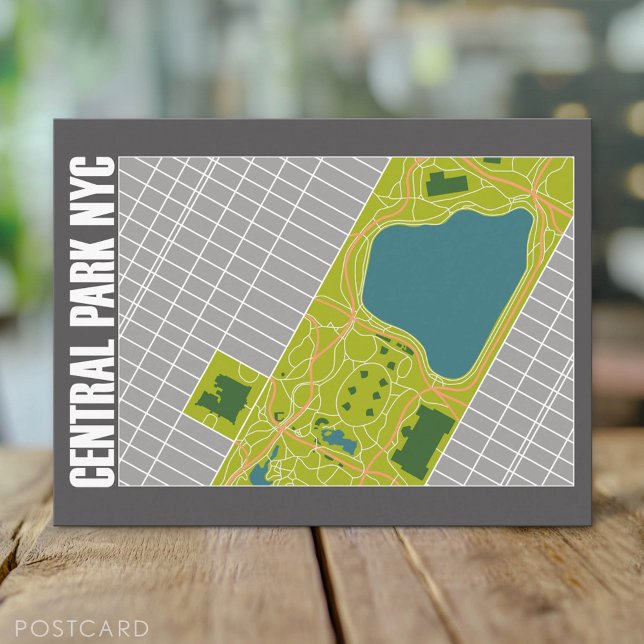 Postal Mapa del Parque Central Moderno Nueva York (Custom Postcard)
