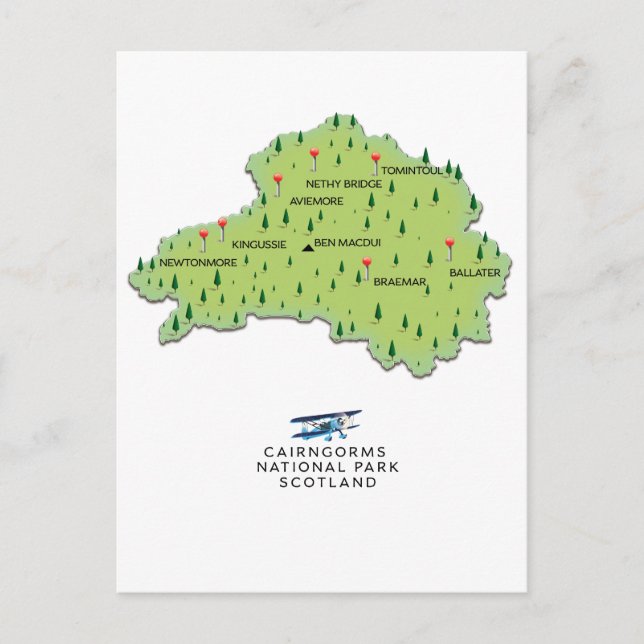 Postal mapa del Parque Nacional Cairngorms (Anverso)