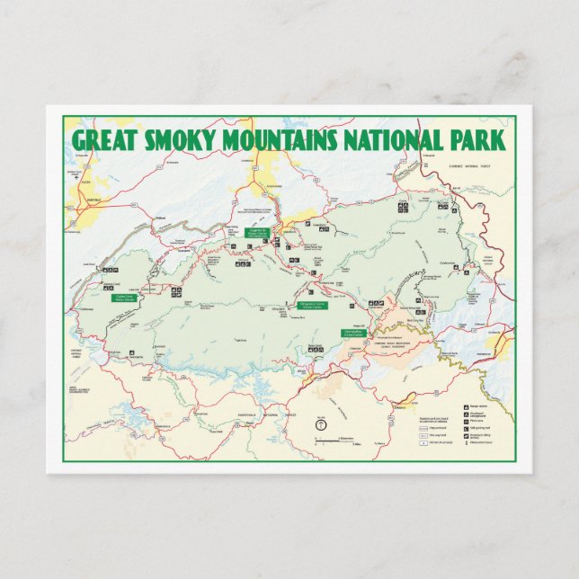 Postal Mapa del Parque Nacional de las Grandes Montañas A (Anverso)