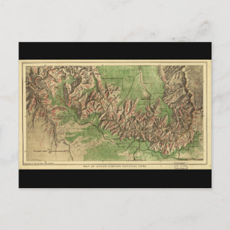 Postal Mapa del Parque Nacional del Gran Cañón, Arizona,