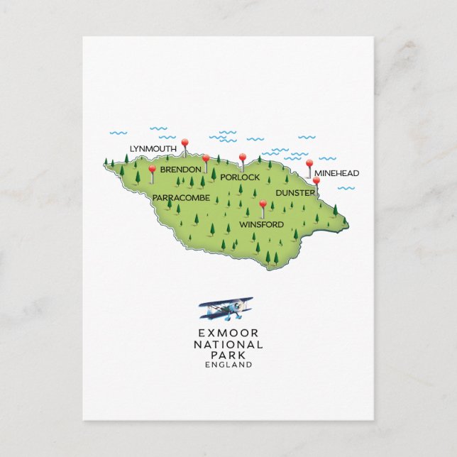 Postal Mapa del Parque Nacional Exmoor (Anverso)