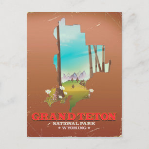 Postal Mapa del Parque Nacional Grand Teton Wyoming