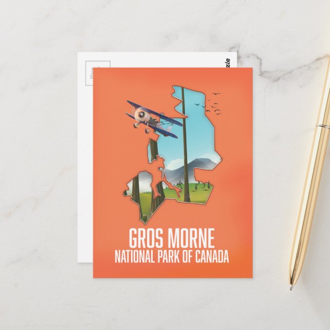 Postal mapa del parque nacional Gros Morne de Canadá (Anverso/Reverso In Situ)