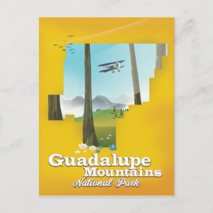 Postal mapa del parque nacional montañas Guadalupe, Texas