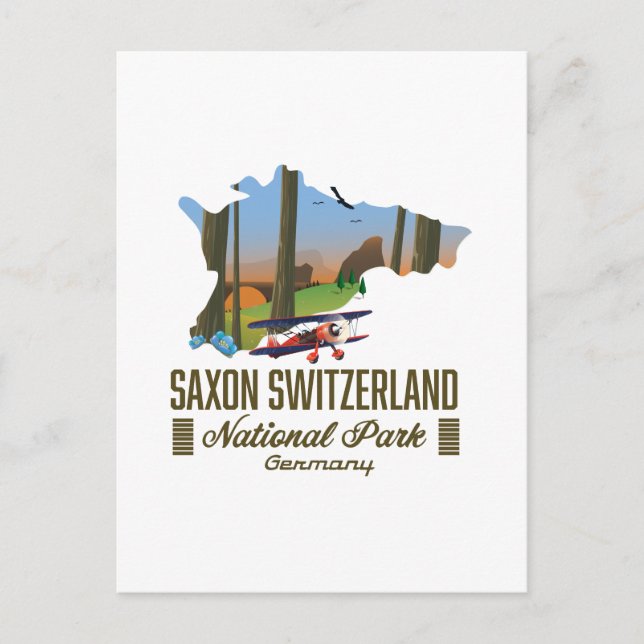 Postal Mapa del Parque Nacional Suiza Saxon (Anverso)