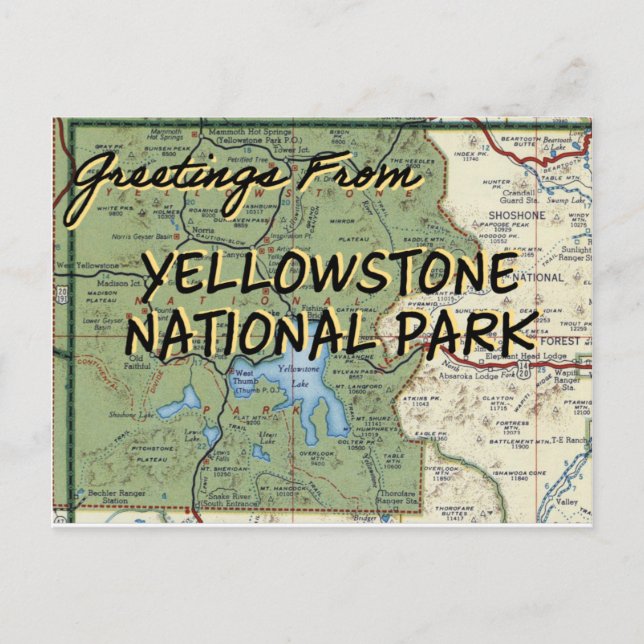 Postal Mapa del Parque Nacional Yellowstone (Anverso)