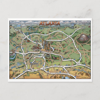 Postal Mapa del Personalizado de Atlanta Georgia
