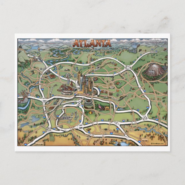 Postal Mapa del Personalizado de Atlanta Georgia (Anverso)
