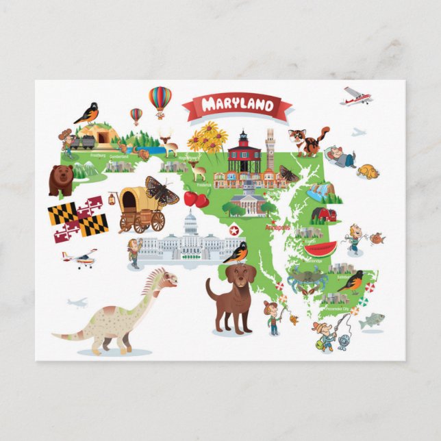 Postal Mapa del Personalizado de Maryland (Anverso)