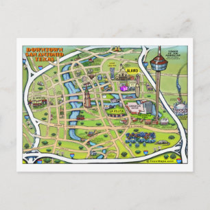 Postal Mapa del Personalizado del centro de San Antonio