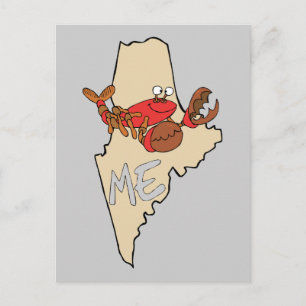 Postal Mapa del Personalizado Maine ME con arte de langos