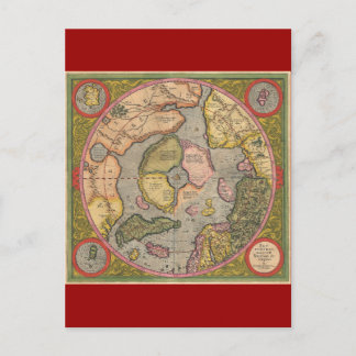 Postal Mapa del Polo Norte Antiguo