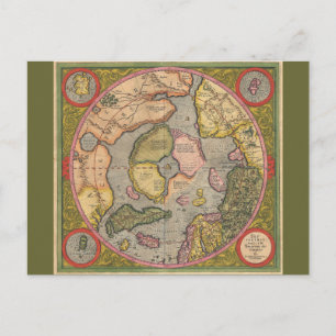 Postal Mapa del Polo Norte Antiguo