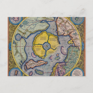 Postal Mapa del polo norte del Mercator del siglo XVI