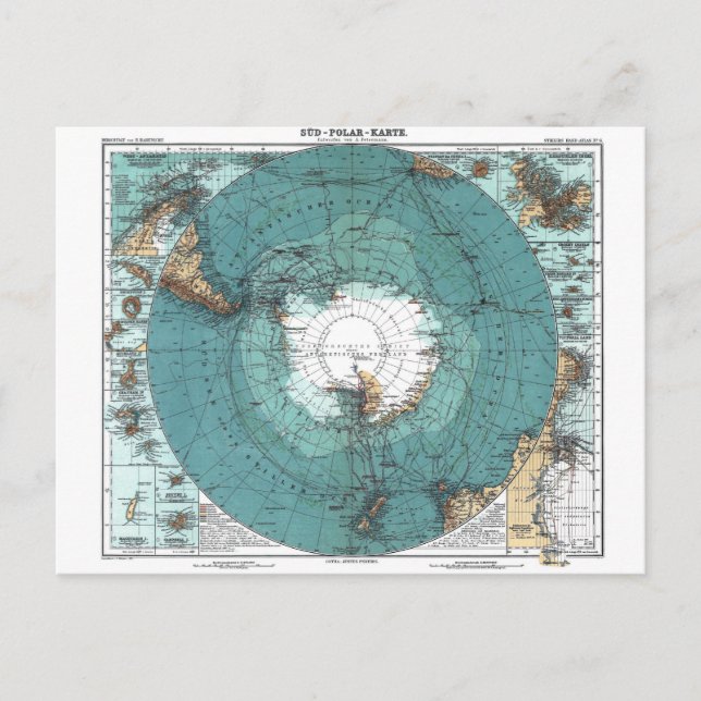 Postal Mapa del Polo Sur (Anverso)