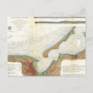 Postal Mapa del puerto de Nantucket