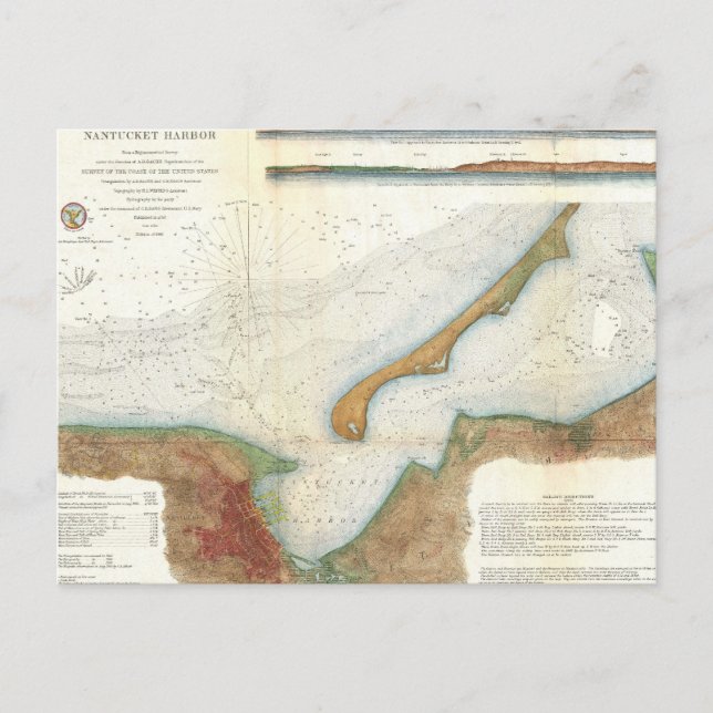 Postal Mapa del puerto de Nantucket (Anverso)