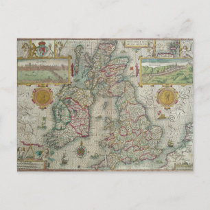 Postal Mapa del Reino de Gran Bretaña e Irlanda