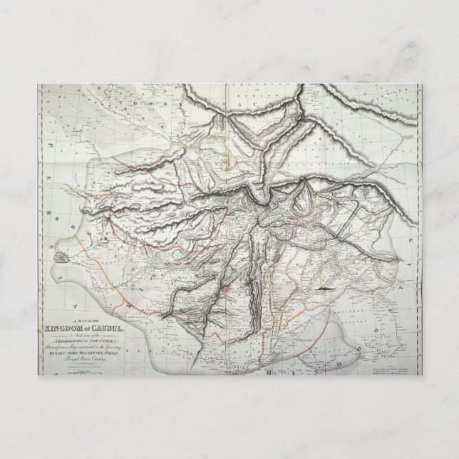 Postal Mapa del Reino de Kabul (Anverso)