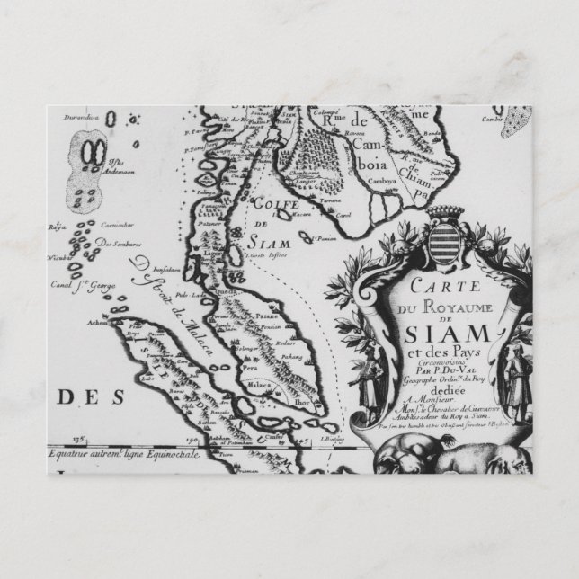 Postal Mapa del Reino de Siam (Anverso)