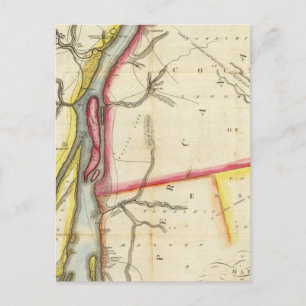 Postal Mapa del río Detroit y el país adyacente