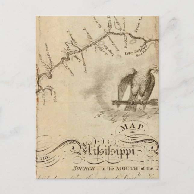 Postal Mapa del río Misisipi (Anverso)