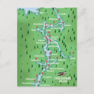 Postal Mapa del río Shannon Irlanda
