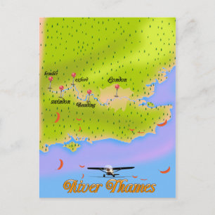 Postal Mapa del río Támesis Londres Inglaterra