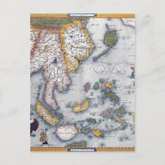 Postal Mapa del siglo XVI de Asia Sudoriental e Indonesia