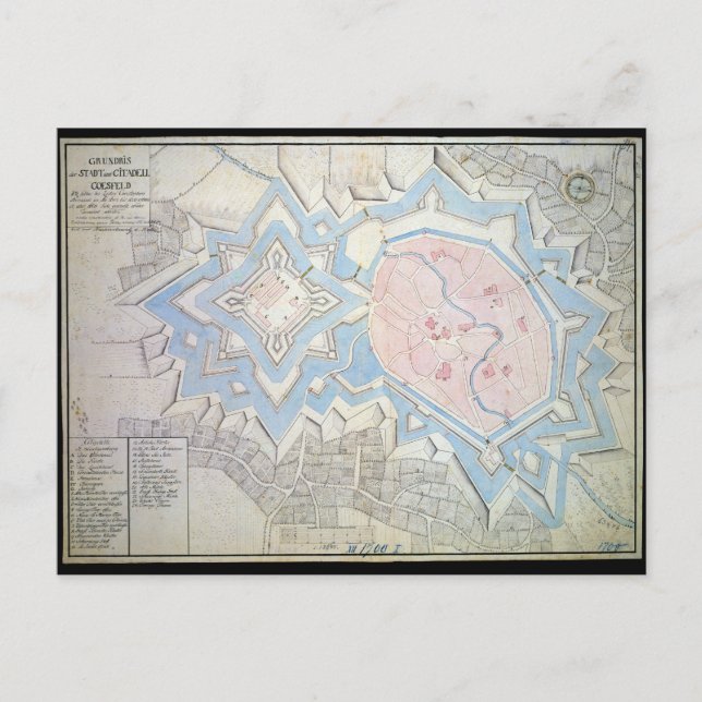 Postal Mapa del siglo XVII de Coesfeld Ludgerusburg Alema (Anverso)