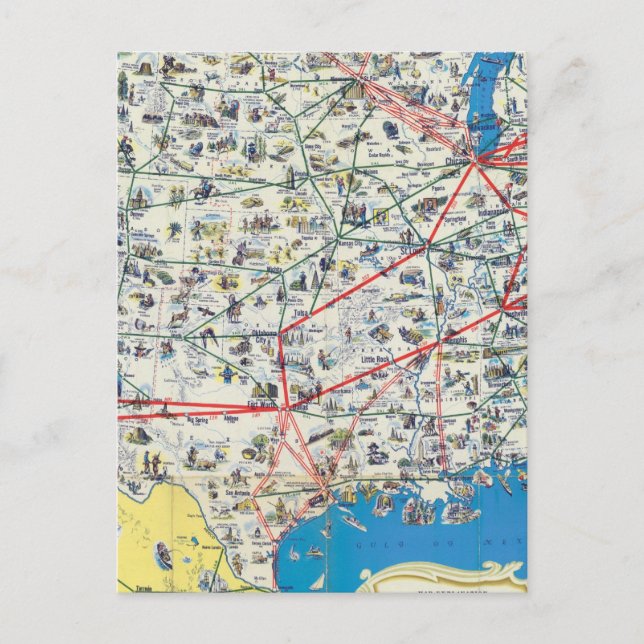 Postal Mapa del sistema de American Airlines (Anverso)