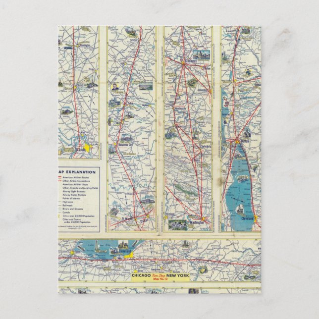 Postal Mapa del sistema de Verso American Airlines (Anverso)