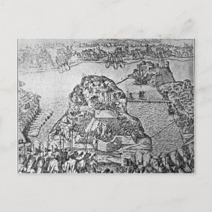 Postal Mapa del sitio de Malta en 1565