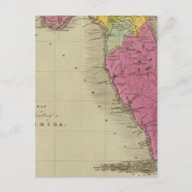 Postal Mapa del Territorio de Florida (Anverso)