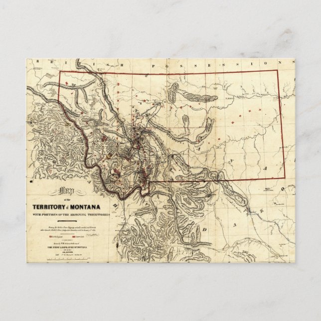 Postal Mapa del Territorio de Montana (1865) (Anverso)