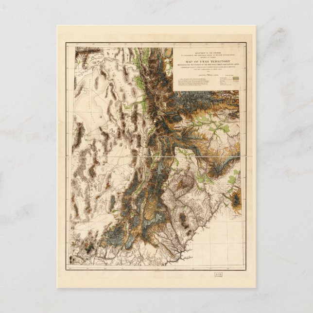 Postal Mapa del Territorio de Utah (1878) (Anverso)