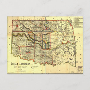 Postal Mapa del Territorio Indio de 1889