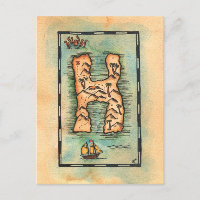 Postal Mapa del tesoro de la letra H (Anverso)