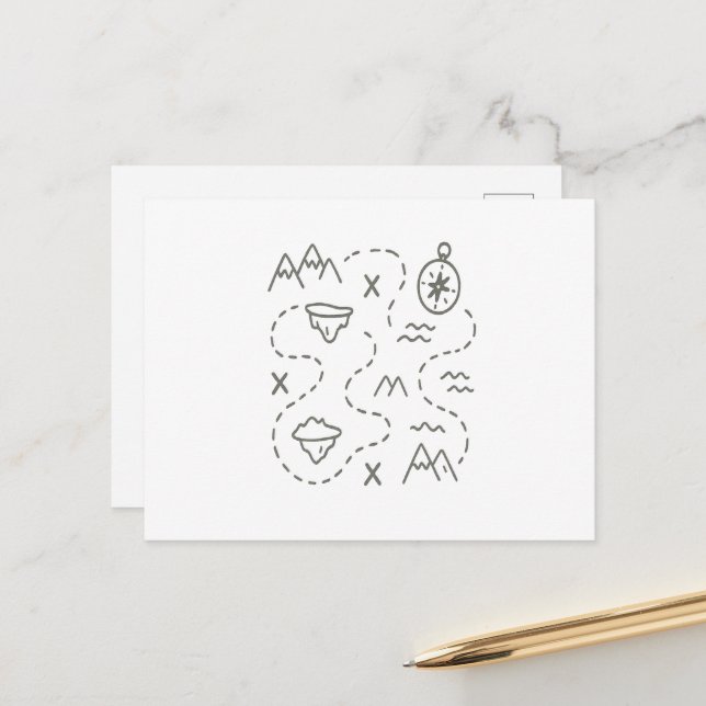 Postal Mapa del tesoro de Little Explorer (Anverso/Reverso In Situ)