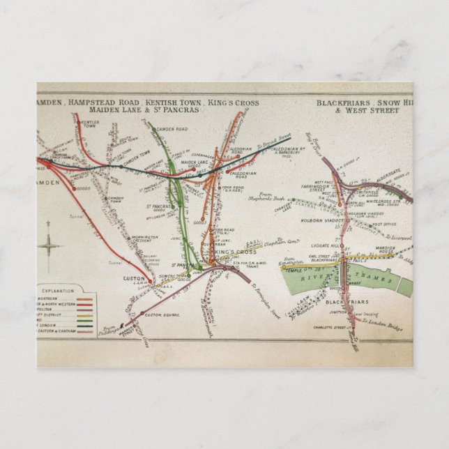 Postal Mapa del transporte de Londres, c.1915 (Anverso)