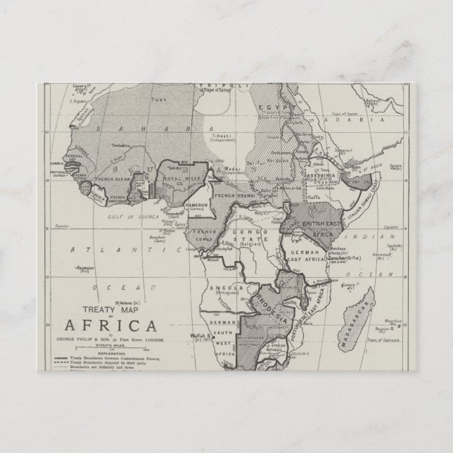 Postal Mapa del Tratado de África (Anverso)