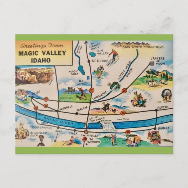 Postal Mapa del Valle Mágico de Idaho (Anverso)