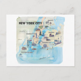 Postal Mapa del Viaje de Nueva York City Manhattan