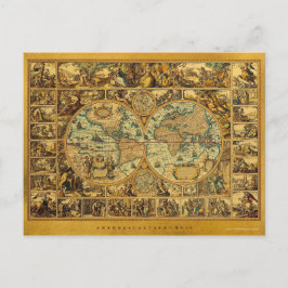 Postal Mapa del Viejo Mundo Antiguo Vintage ilustrado