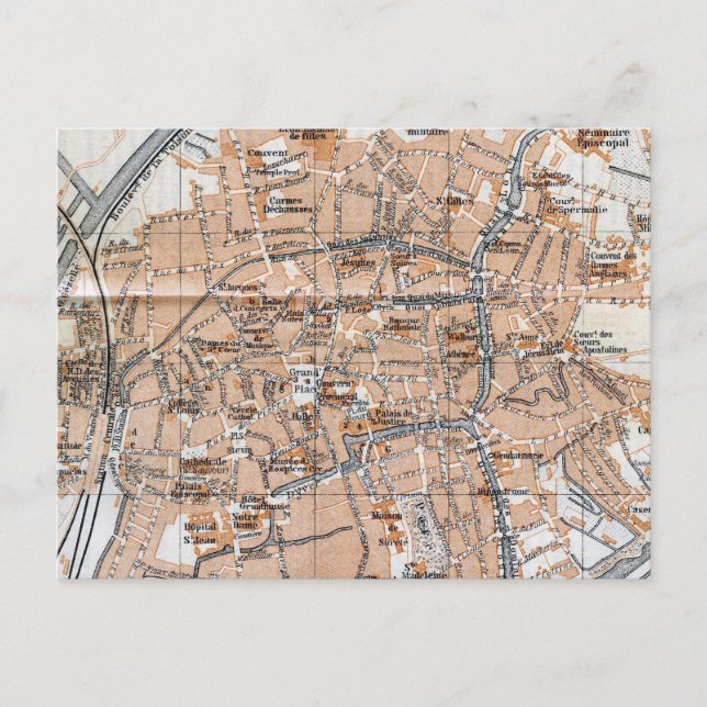 Postal Mapa del vintage de Brujas (1905) (Anverso)