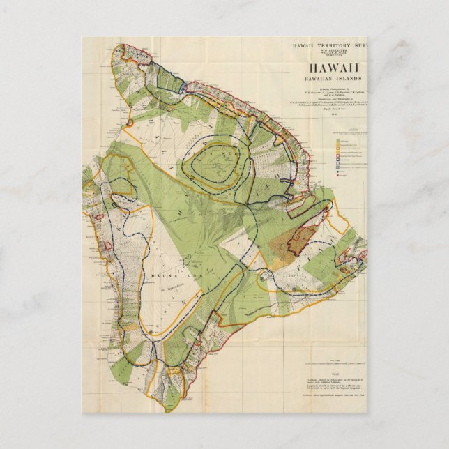 Postal Mapa del vintage de Hawaii Island (1906) (Anverso)