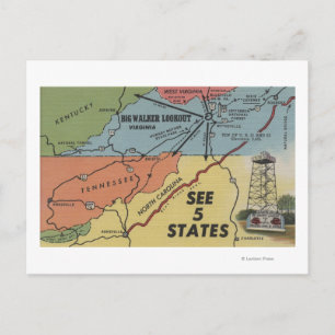 Postal Mapa detallado de 5 estados - Gran búsqueda de cam