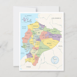 Postal Mapa detallado de Ecuador