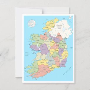 Postal Mapa detallado de Irlanda
