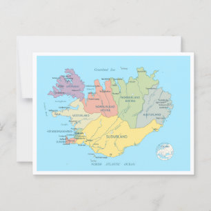 Postal Mapa detallado de Islandia